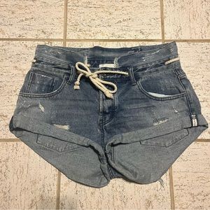 One Teaspoon Bandits Womens 29 Mid Button Tie Waist Jeans Shorts
